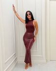 Gonna tubino Sabina bordeaux