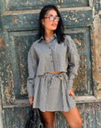 Coord set Yurena a quadri blu