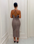 Dress Aleena bianco e marrone