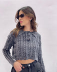 Polo crop grey
