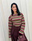 Maglia a righe Teak bordeaux