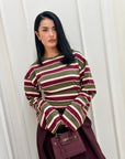 Maglia a righe Teak bordeaux