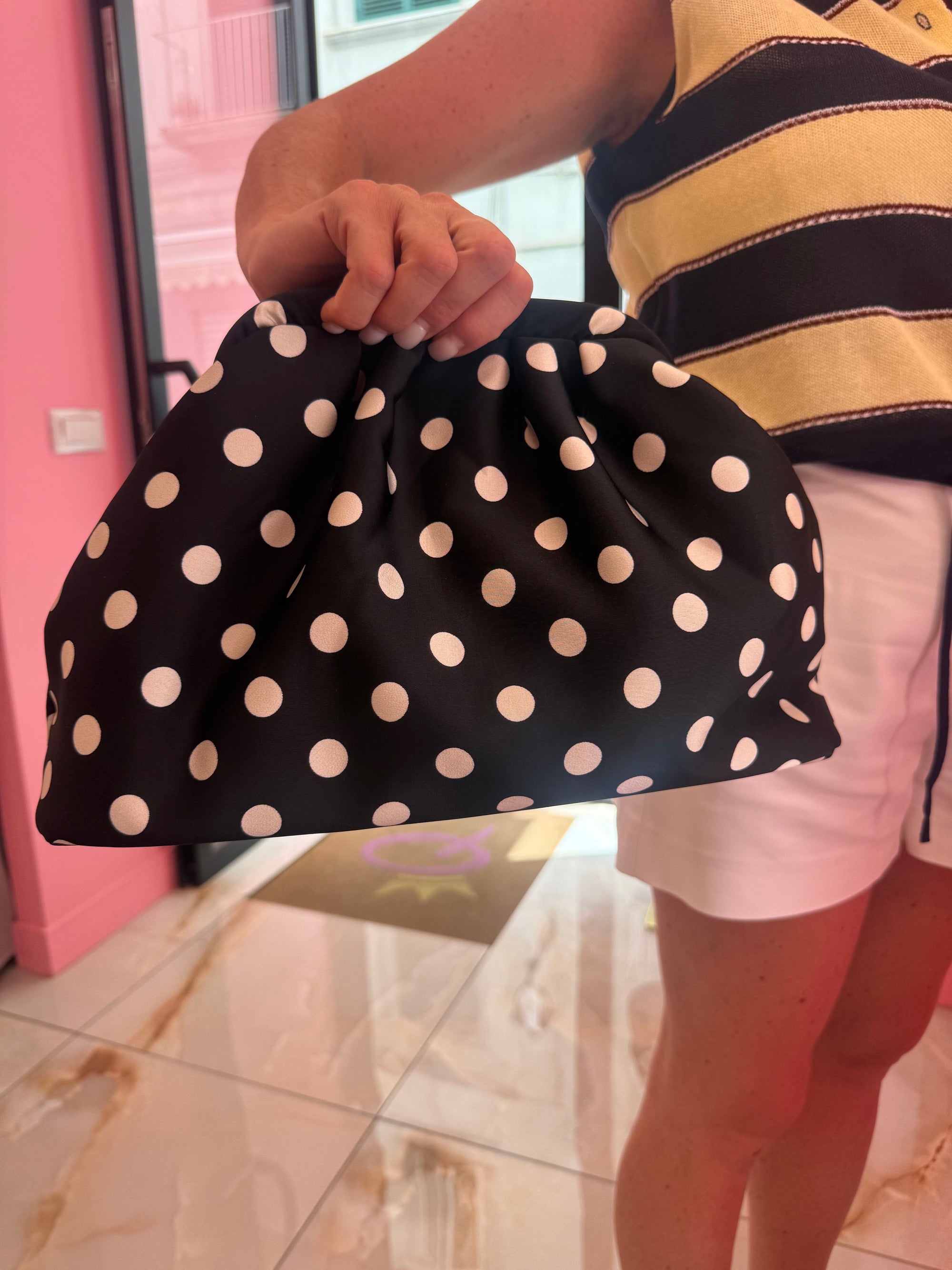Borsa pois nero e bianco