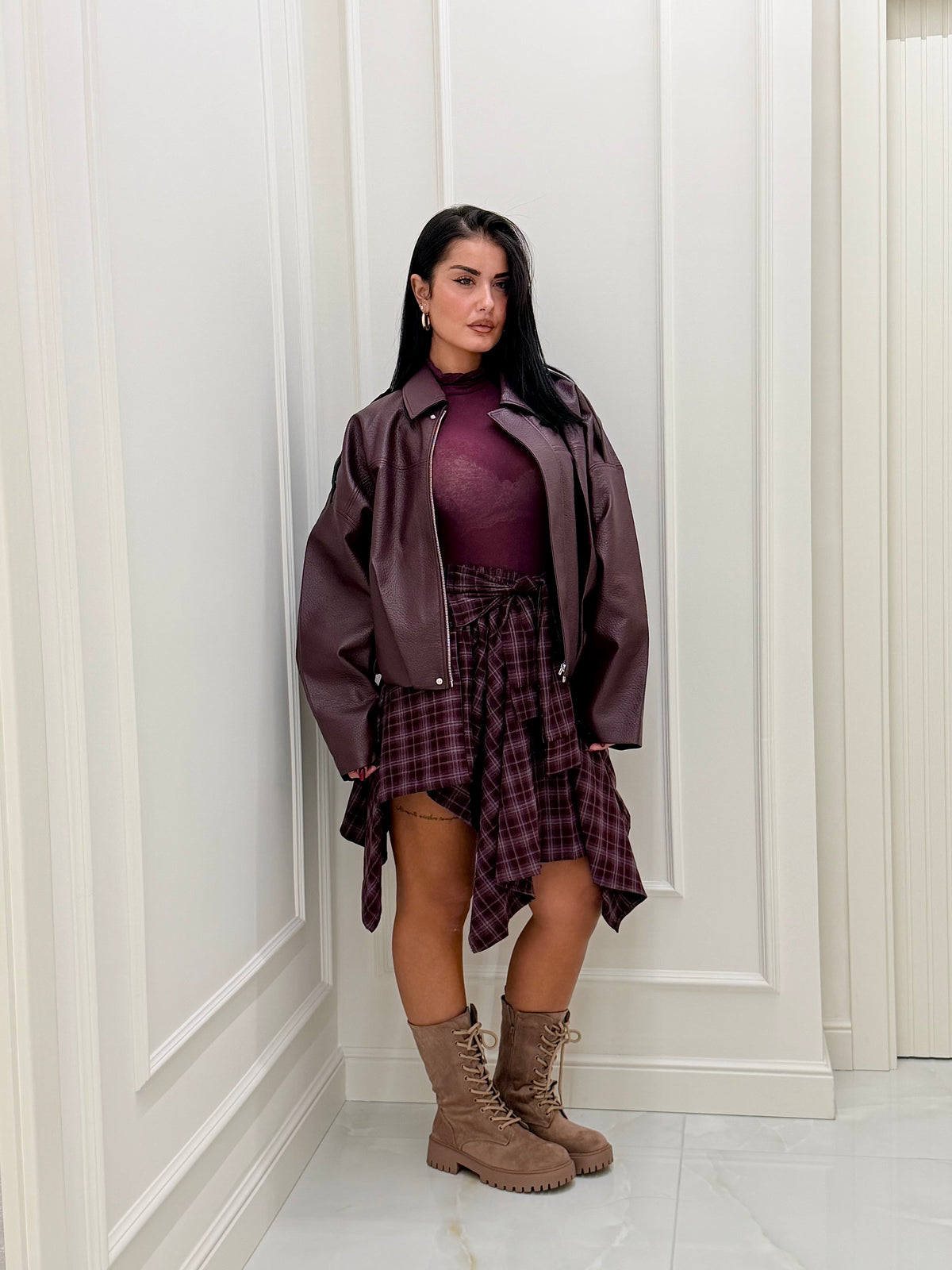 Giacca Thea in eco  bordeaux