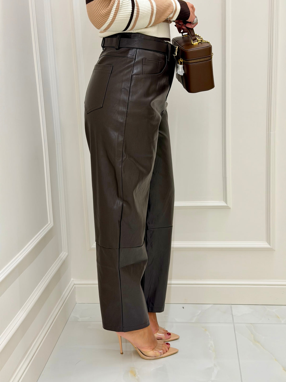 Pantalone in ecopelle Hubaba brown