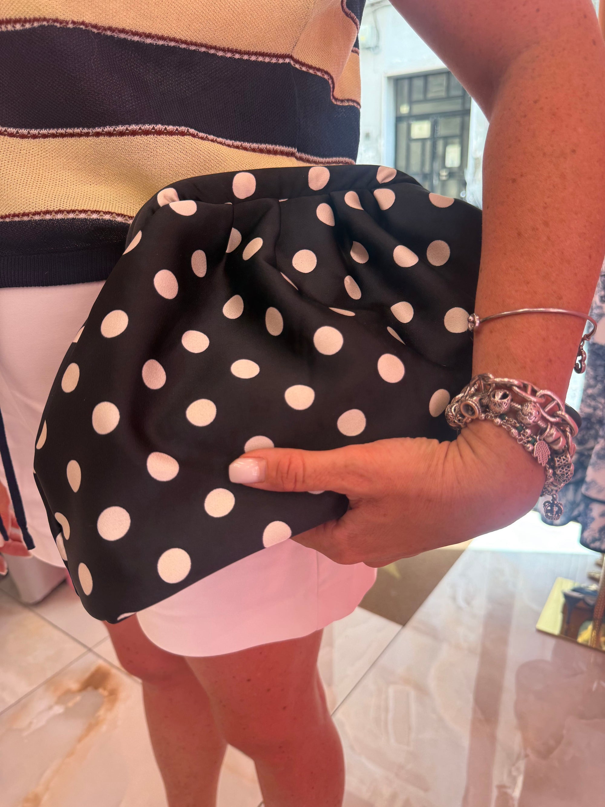 Borsa pois nero e bianco