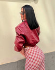 Bomber ecopelle cocco rosso