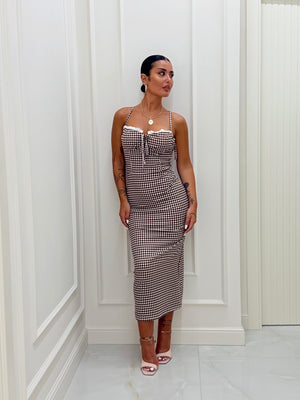 Dress Aleena bianco e marrone