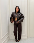 Giacca Thea in eco marrone