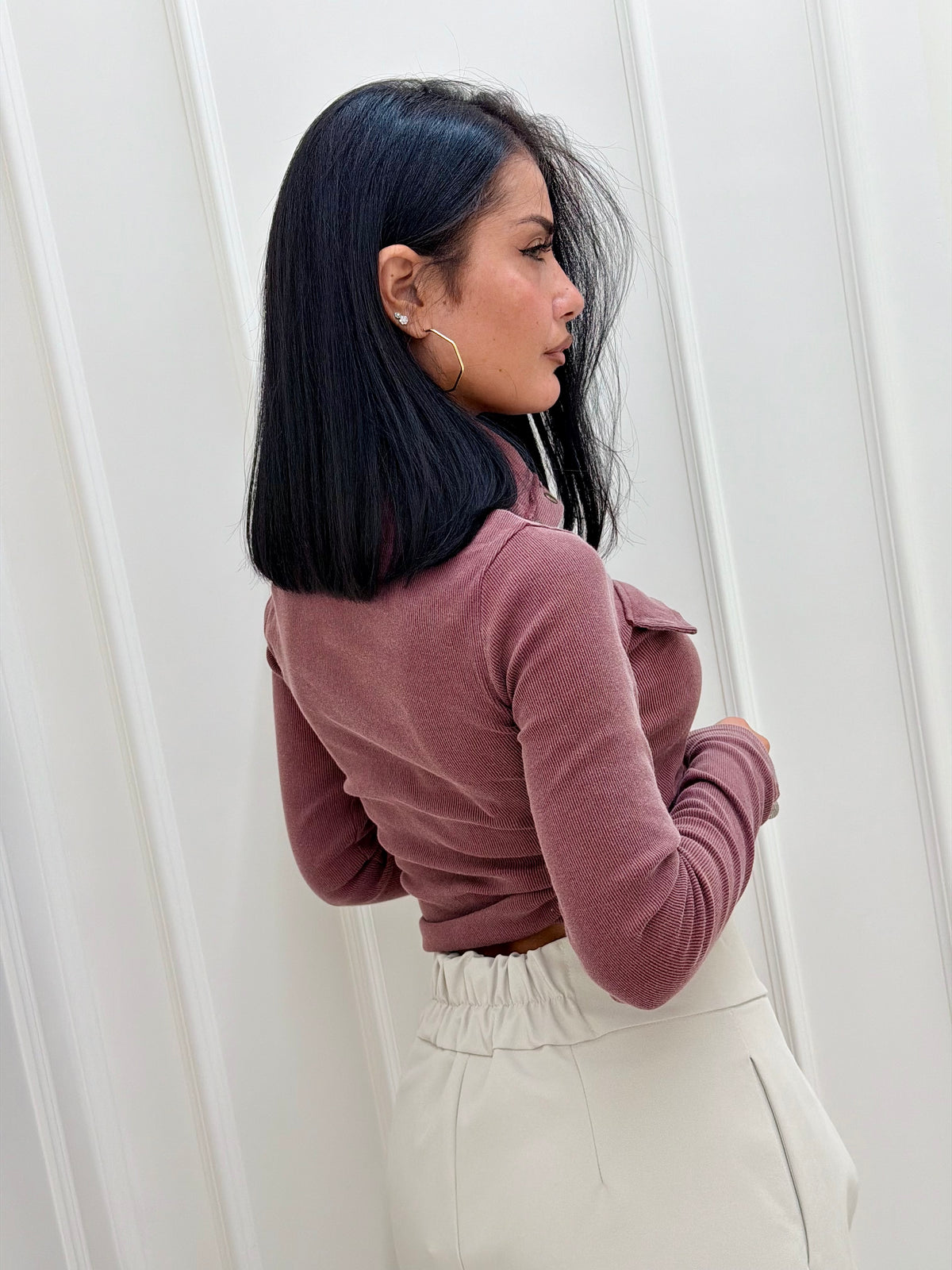 Maglia collo alto bordeaux