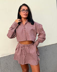 Coord set Yurena a quadri  bordo'
