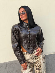 Giacca in ecopelle Karol coffe