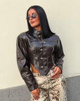 Giacca in ecopelle Karol coffe