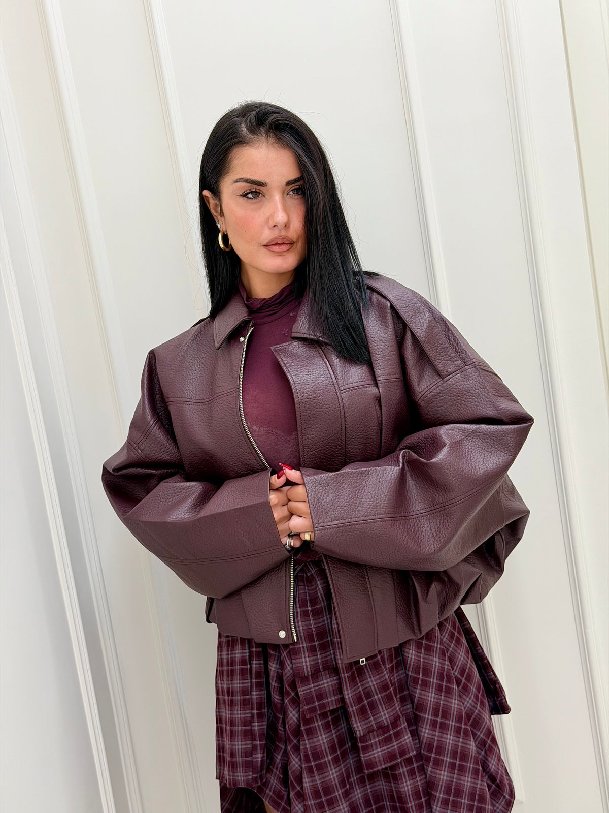 Giacca Thea in eco  bordeaux