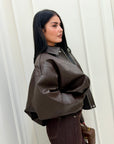 Giacca Thea in eco marrone