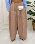 Pantaloni tartan Selin beige/azzurro