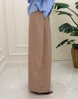 Pantaloni tartan Selin beige/azzurro