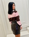Pull new york rosa e marrone